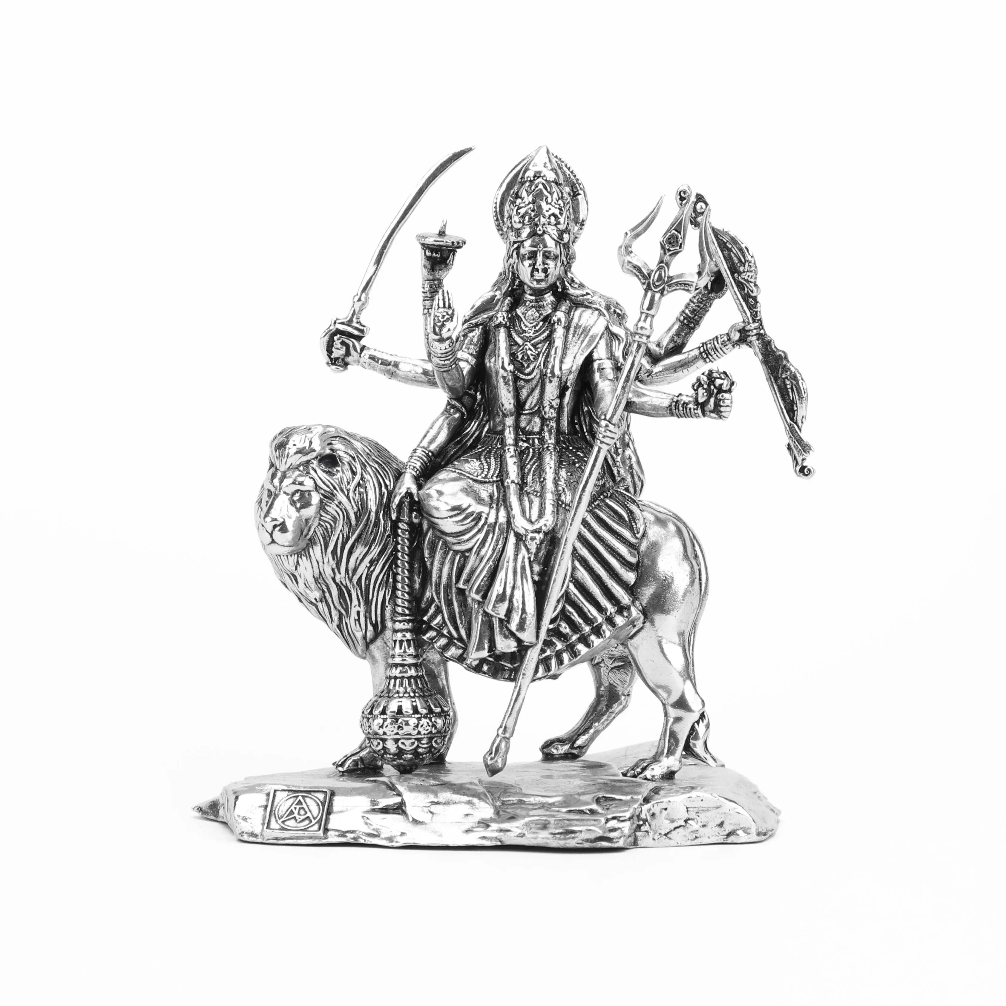 Brass Durga Idol Silver Plated Artarium